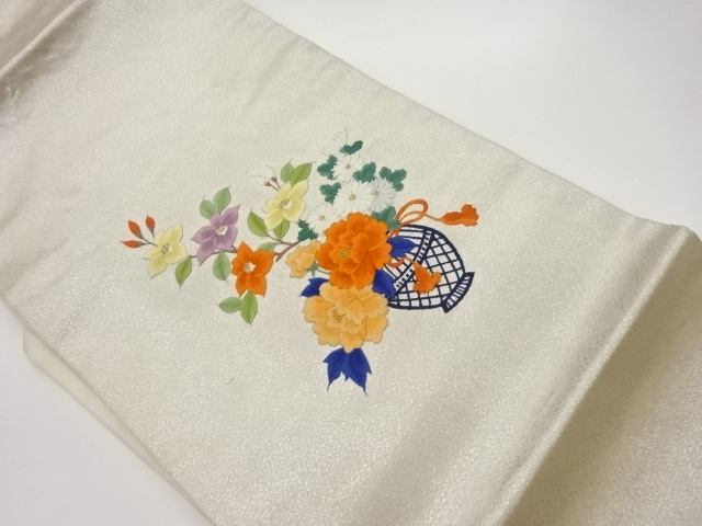 JAPANESE NAGOYA OBI / EMBROIDERY / FLOWERS